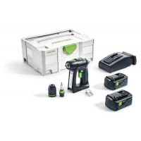 FESTOOL C 18 Li 5.2 Plus gręžtuvas - suktuvas 2x5.2 Ah