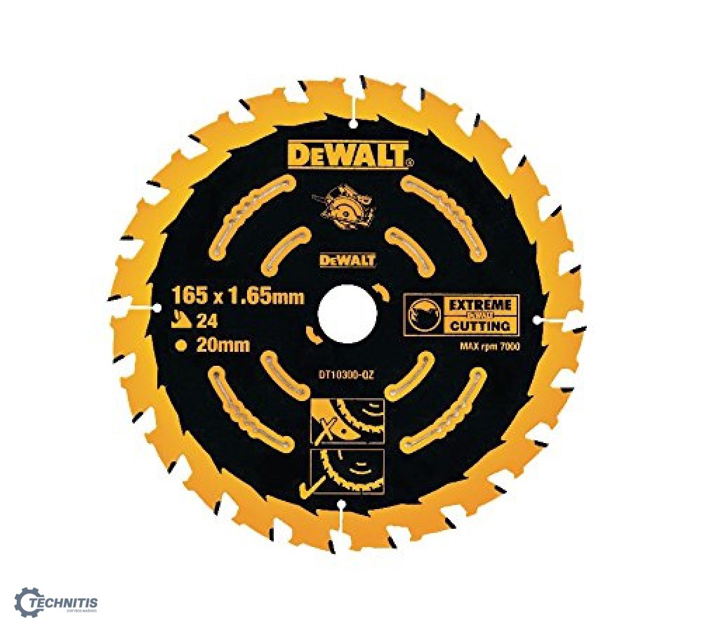 DeWALT pjovimo diskas medienai  165 mm T24
