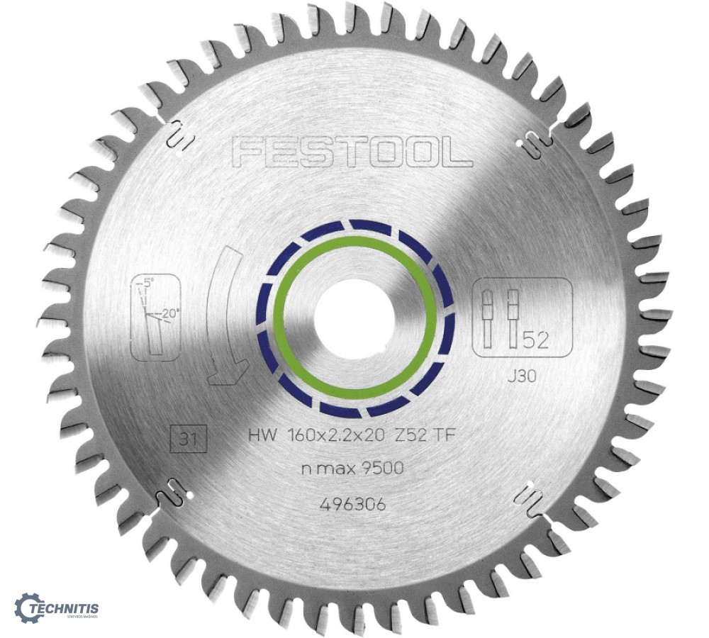 FESTOOL pjovimo diskas ALUMINIUM/PLASTICS 160x2,2 mm TF52