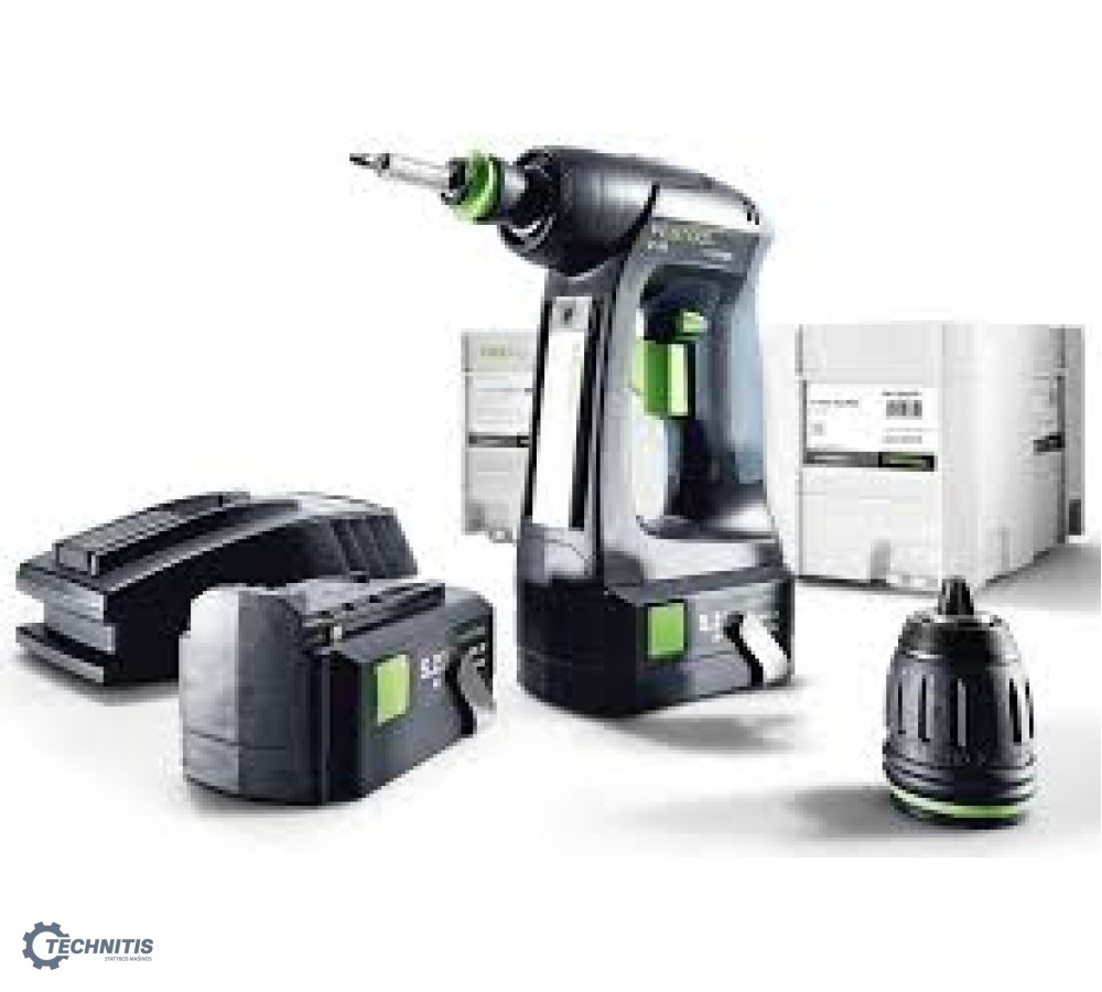 FESTOOL C 18 Li 5,2 Set gręžtuvas - suktuvas 2x5,2 Ah