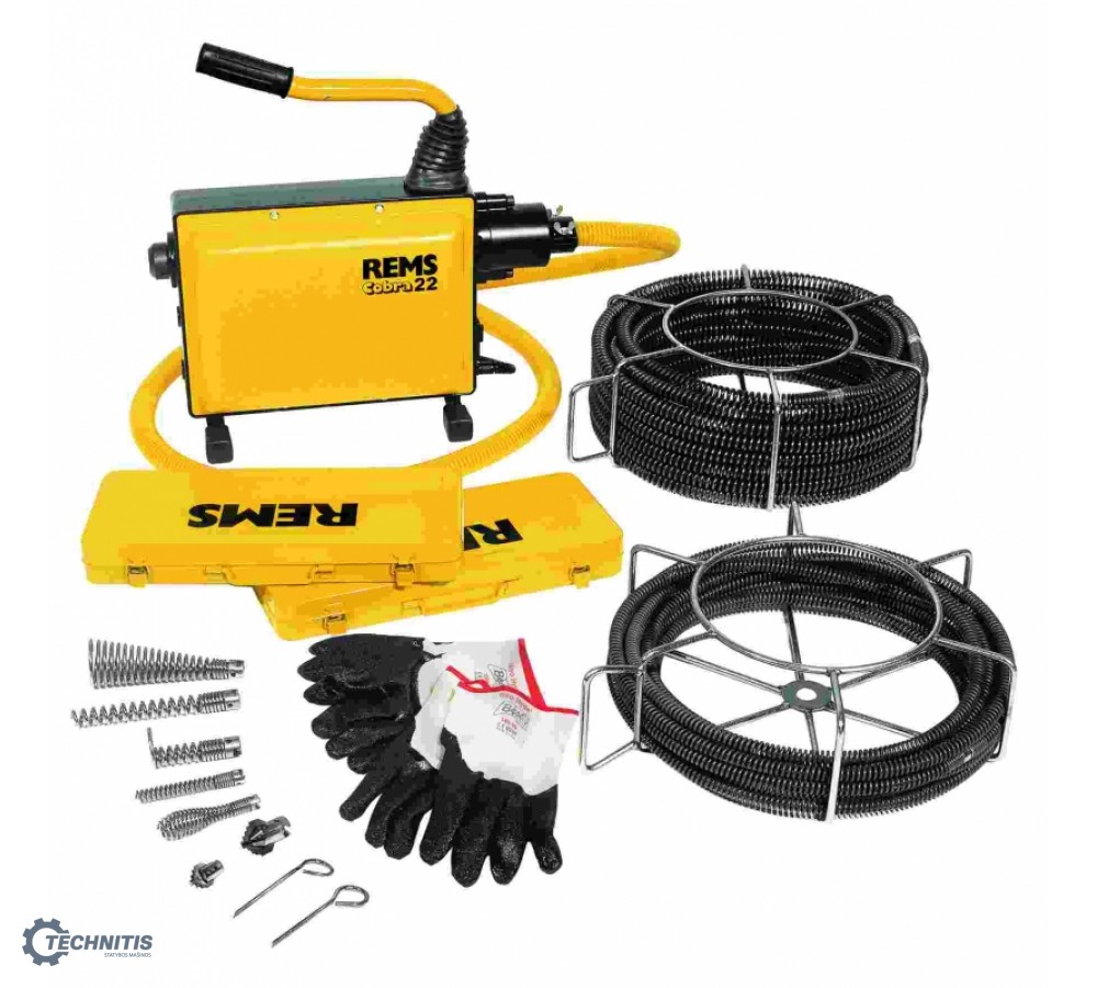 REMS Cobra 22 set 16+22 elektrinis vamzdžių valymo įrenginys