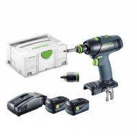 FESTOOL T 18+3 Li 5.2-Plus gręžtuvas - suktuvas 2x5.2 Ah