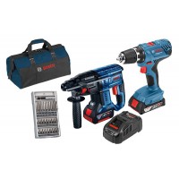 BOSCH GSR 18V-21 + GBH 18V-21 komplektas 2 Ah + 4 Ah   