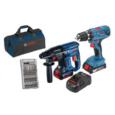 BOSCH GSR 18V-21 + GBH 18V-21 komplektas 2 Ah + 4 Ah   