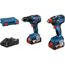 BOSCH  GDX 18V-200 + GSR 18V-55 įrankių rinkinys 2x4 Ah L-Boxx   