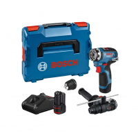 BOSCH GSR 12V-35 FC gręžtuvas - suktuvas + 2 adapteriai 2x3 Ah L-Boxx