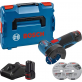 BOSCH GWS 12V-76 V-EC kampinis šlifuoklis 2x3 Ah L-boxx